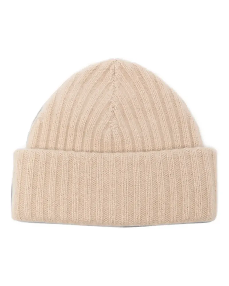 Liska Lina ribbed-knit cashmere beanie hat - Nude Nude