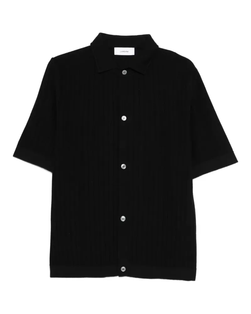 LARDINI buttoned ribbed shirt - Schwarz Schwarz