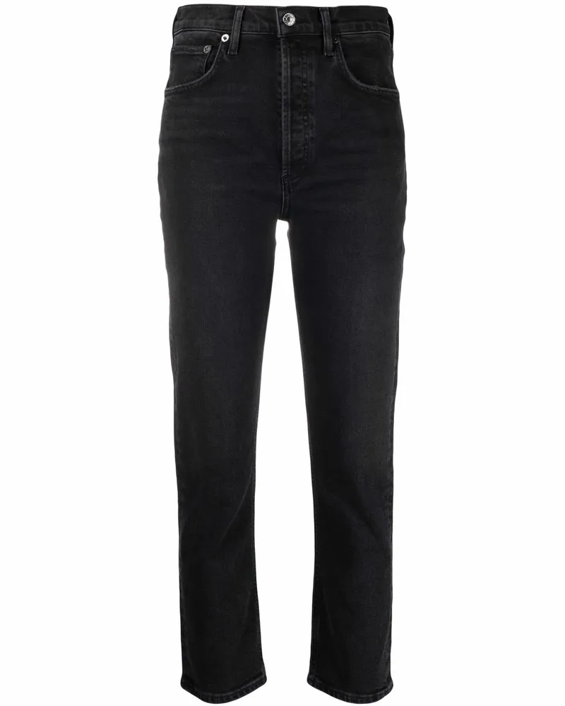 AGOLDE Gerade High-Waist-Jeans Schwarz