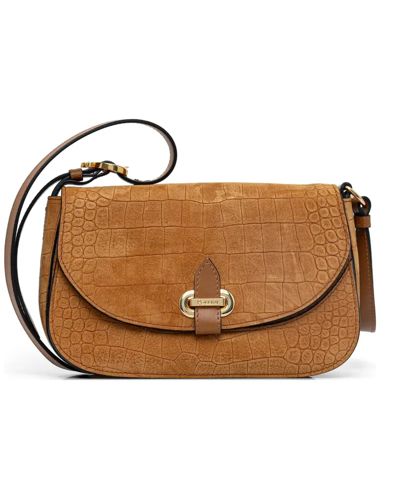 Pollini Fence croc-effect cross body bag - Braun Braun