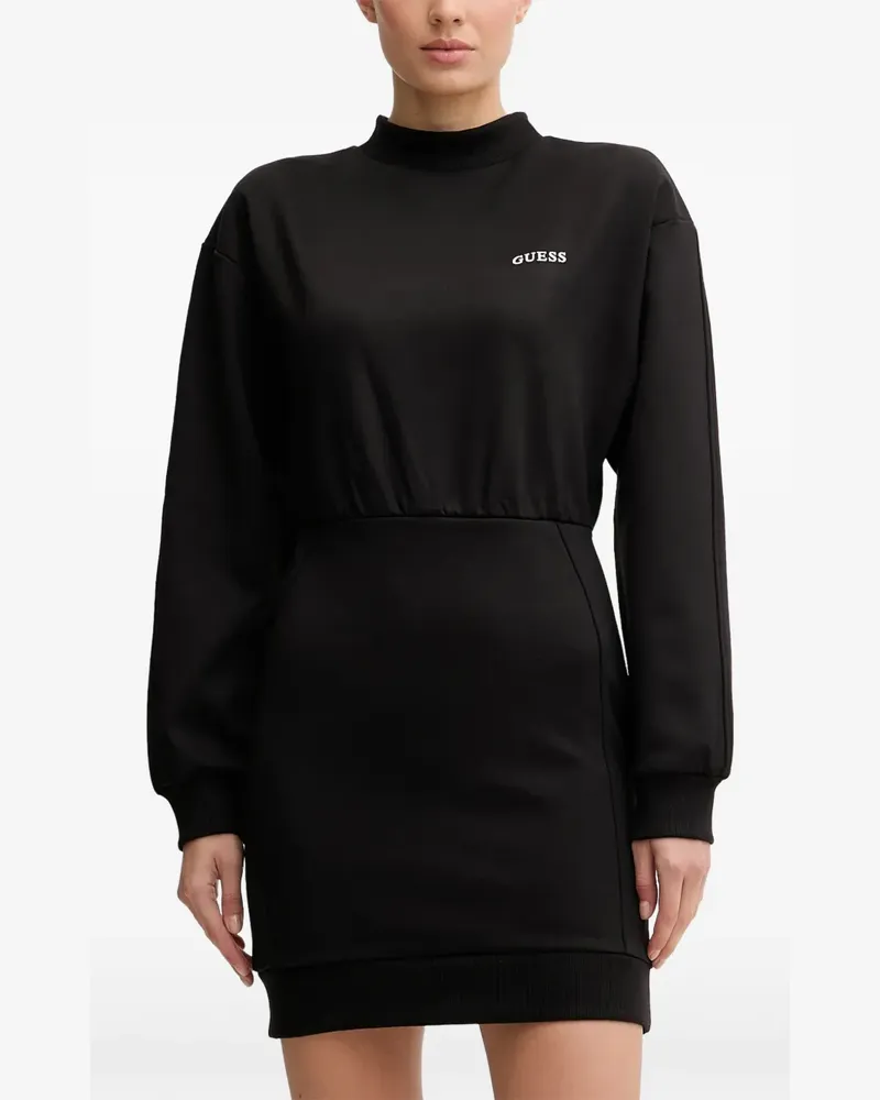 Guess Langärmeliges Kleid mit Logo - Schwarz Schwarz