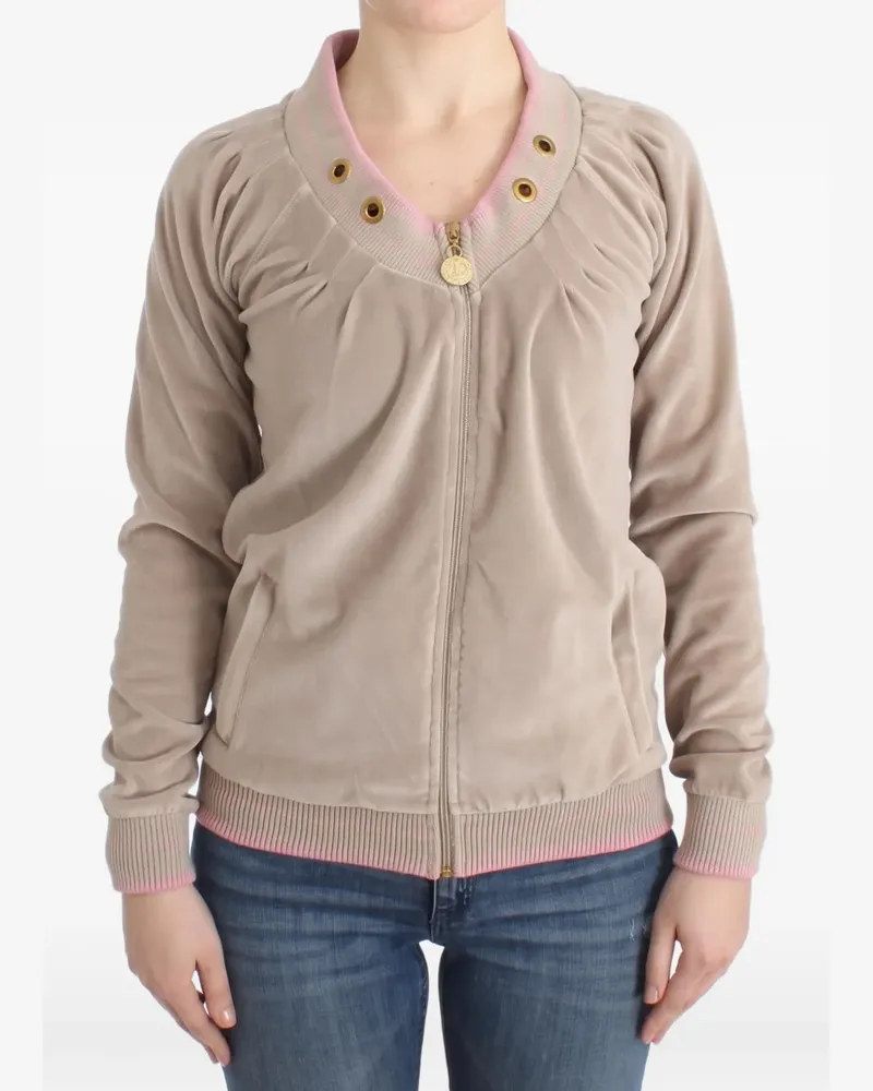 Roberto Cavalli eyelet-embellished velvet sweatshirt - Nude Nude