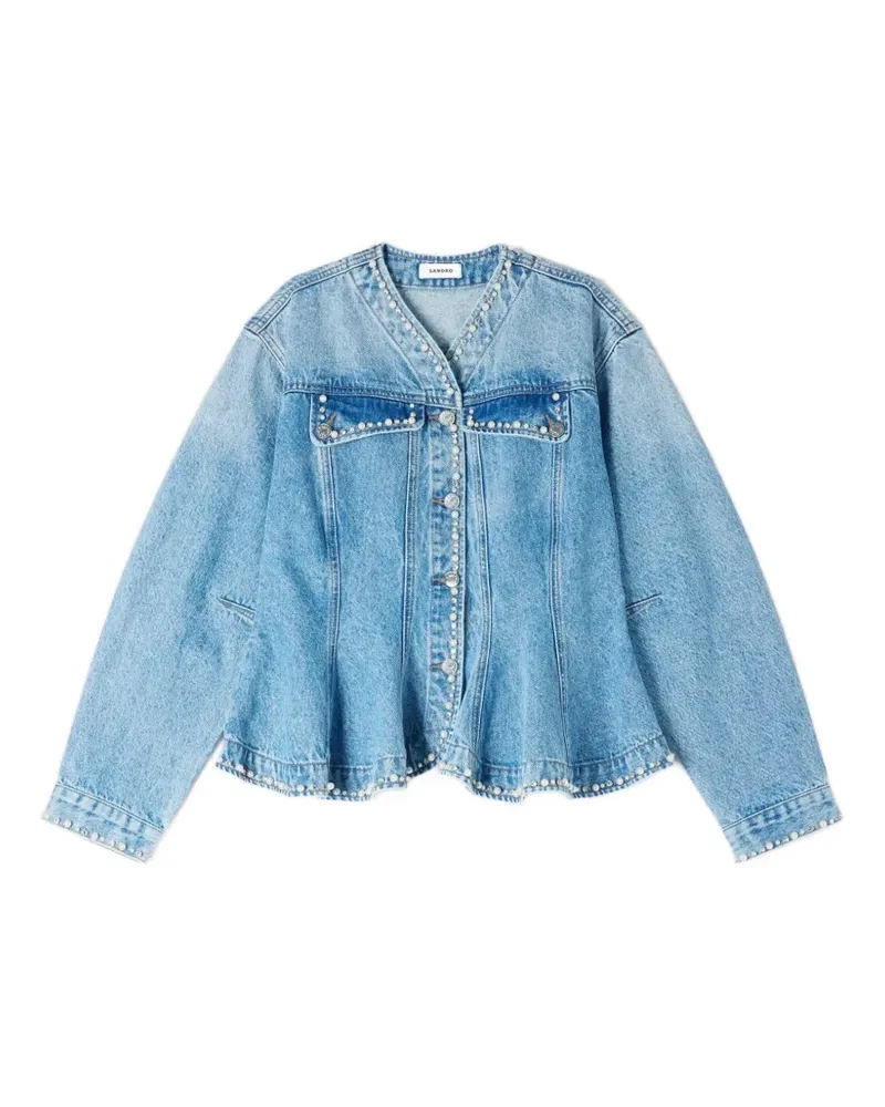 Sandro Jeansjacke mit Perlen - Blau Blau