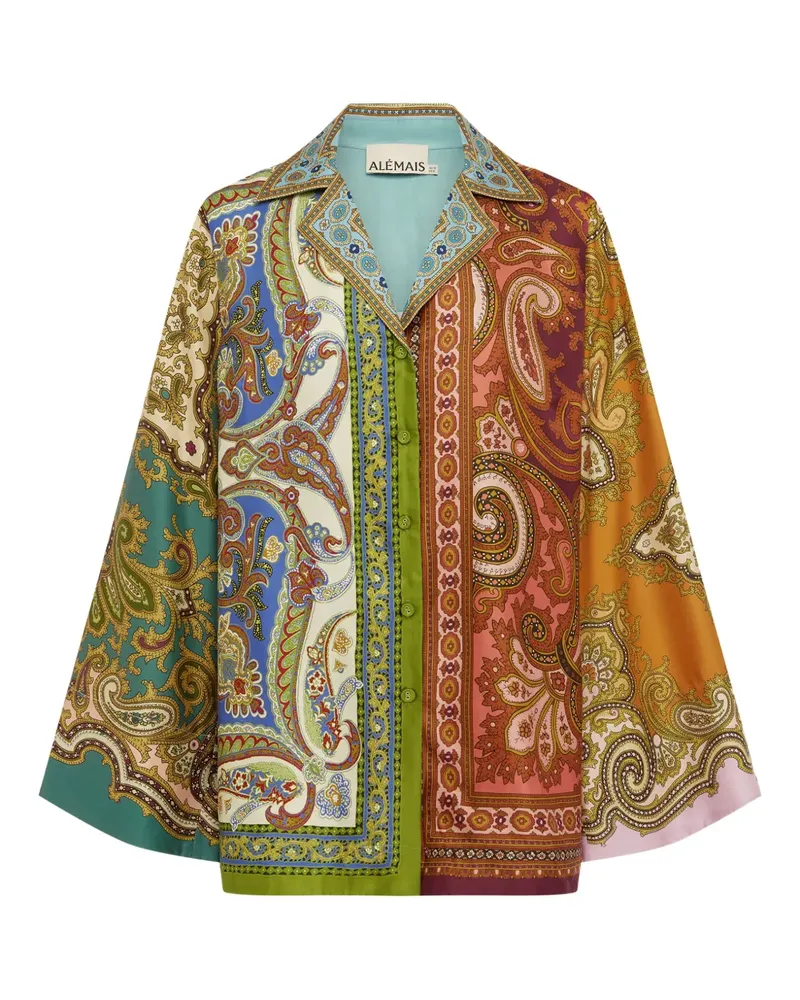 ALEMAIS Seidenbluse mit grafischem Muster - Braun Braun
