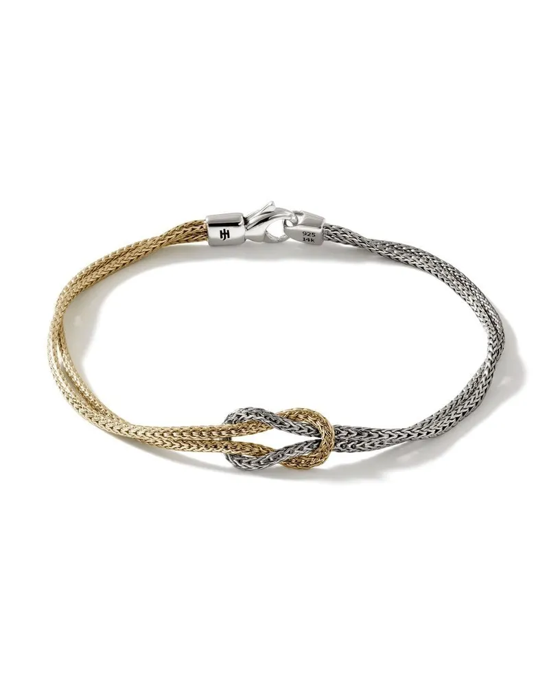 John Hardy 14kt Manah Gelbgold- und Silberarmband 1,8mm Silber