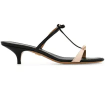 Kitten-Heel-Sandalen mit Schleife - Schwarz