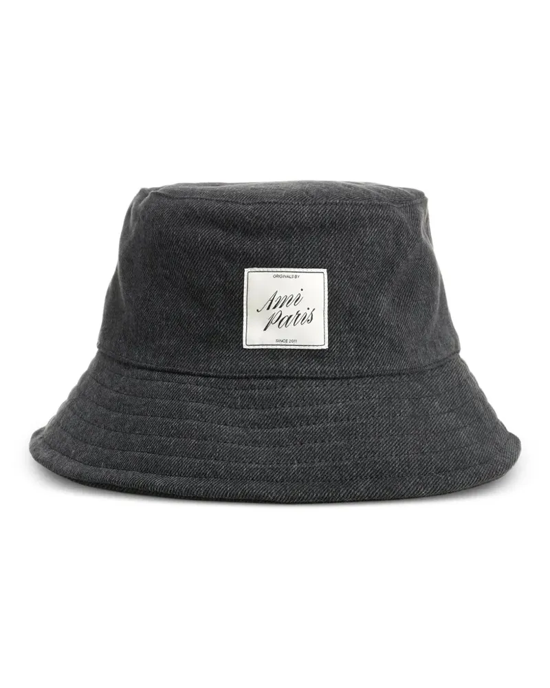 AMI Paris Fischerhut mit Logo-Patch - Grau Grau