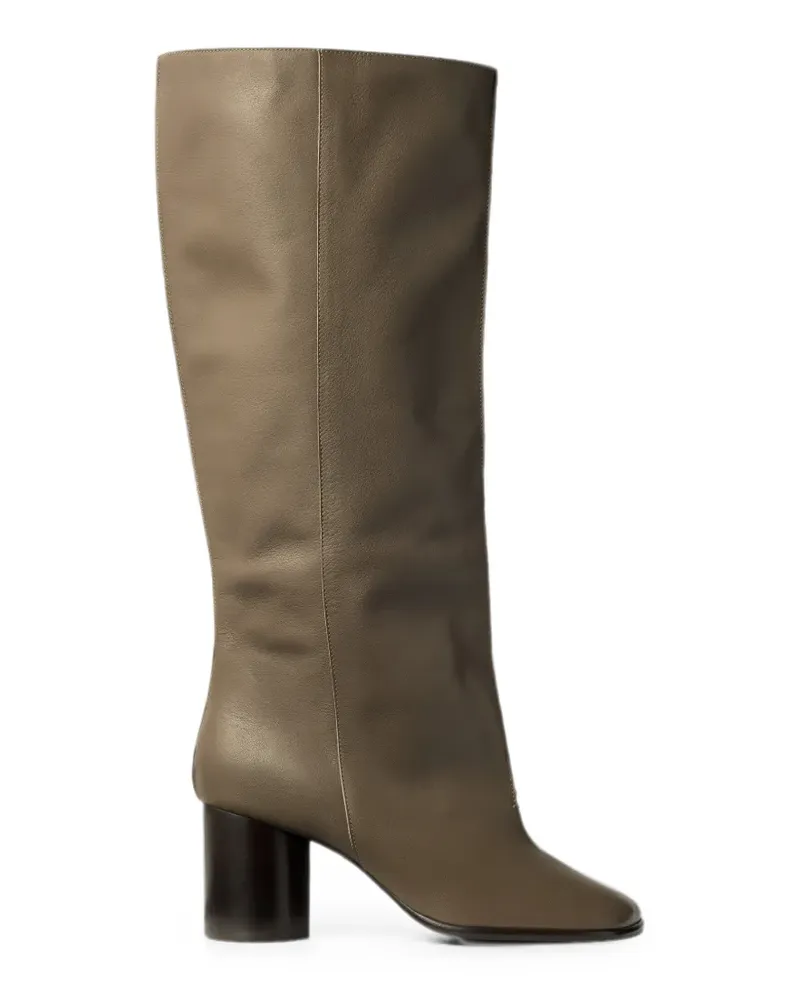 Christophe Lemaire crease sleeve boots in soft glossy leather - Braun Braun