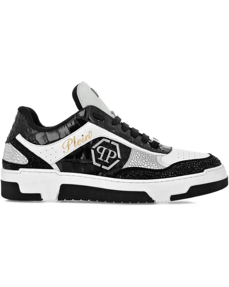 Philipp Plein Kristallverzierte Sneakers mit Kroko-Effekt - Schwarz Schwarz