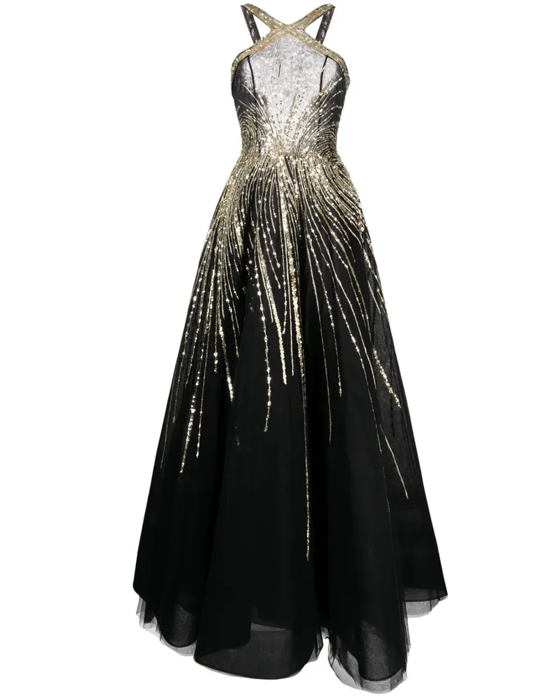 Saiid Kobeisy Abendkleid mit Pailletten - Schwarz Schwarz