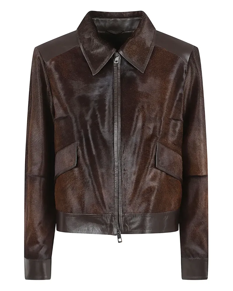 DESA Lederjacke mit Reißverschluss - Braun Braun