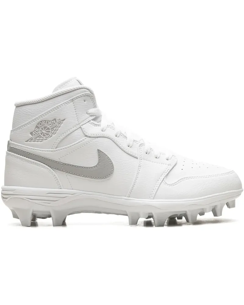 Jordan 1 Mid "White Grey Fog" Sneakers mit Stollen - Weiß Weiß