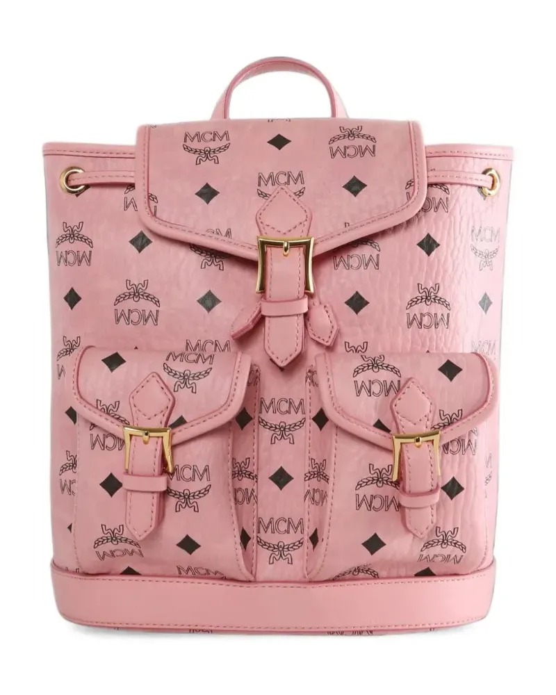 MCM Aren logo-print buckle-fastening backpack - Rosa Rosa