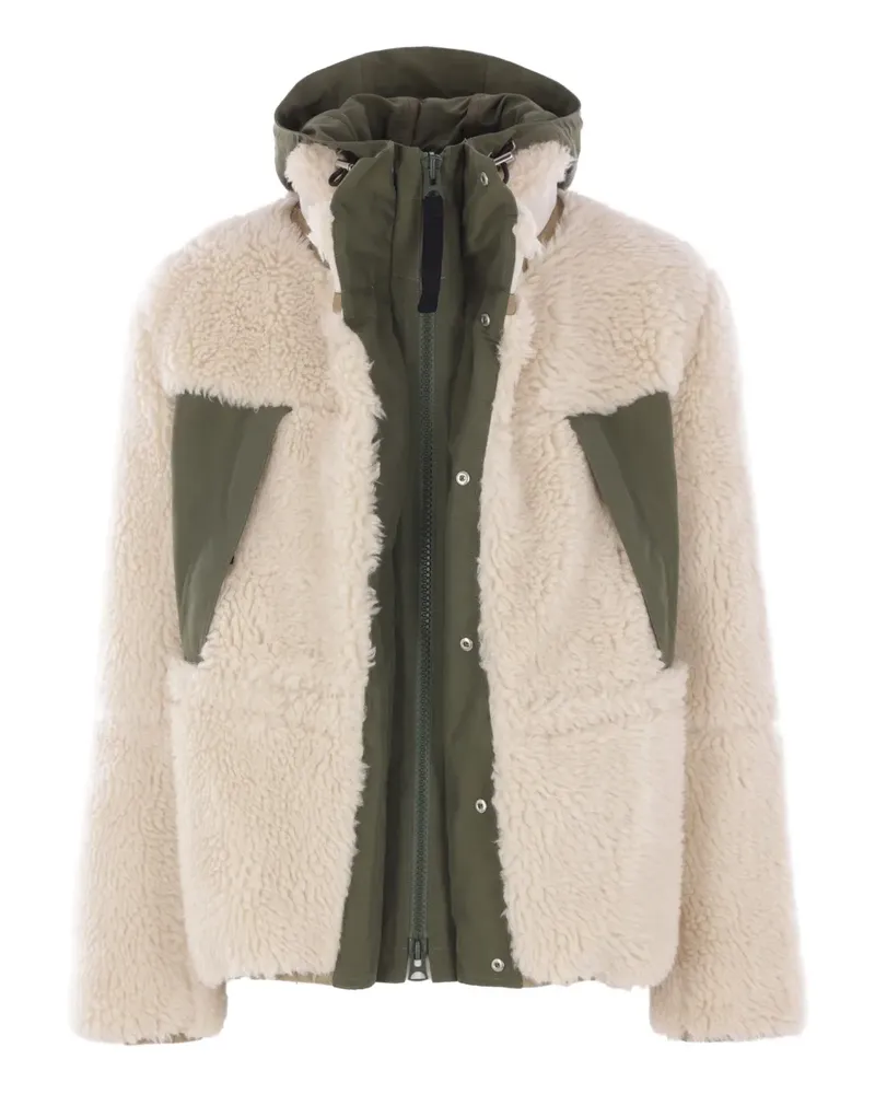 Sacai Kapuzenjacke mit Fleece-Einsätzen - Nude Nude