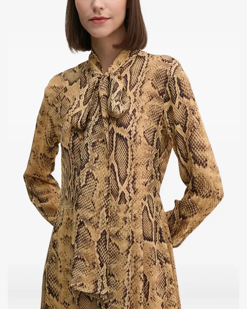 Sisley Midikleid mit Schlangen-Print - Nude Nude