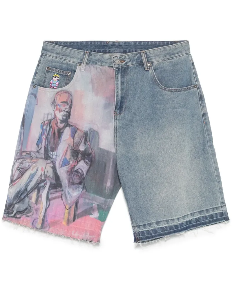 KidSuper Shorts mit bemalten Einsätzen - Blau Blau