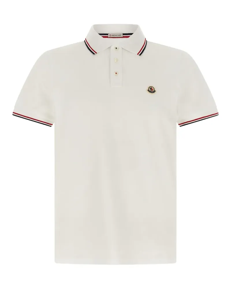 Moncler logo-patch tipped polo shirt - Weiß Weiß