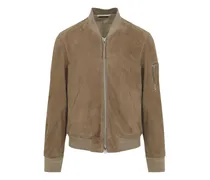 Wildlederjacke mit Reißverschluss - Braun