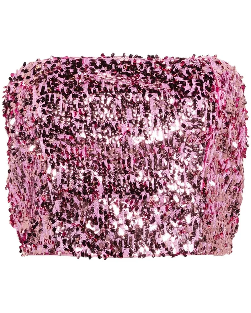 ROTATE Birger Christensen Bandeau-Top mit Pailletten - Rosa Rosa