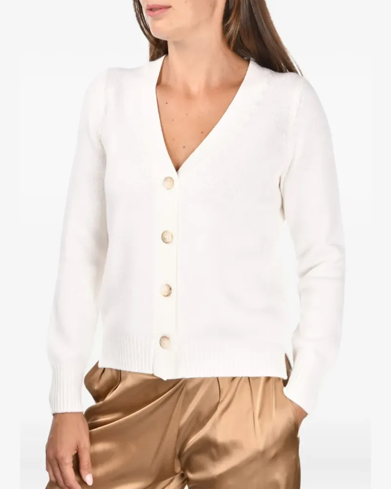 Gran Sasso Geknöpfter Cardigan mit V-Ausschnitt - Weiß Weiß