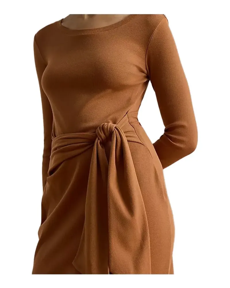 Ralph Lauren Kleid mit Bindegürtel und Seitenschlitz - Braun Braun
