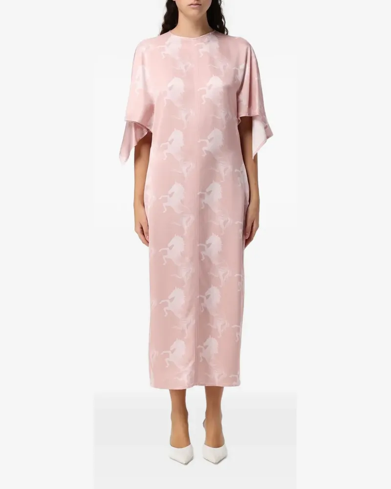 Stella McCartney horse-print cape-sleeve midi dress - Rosa Rosa