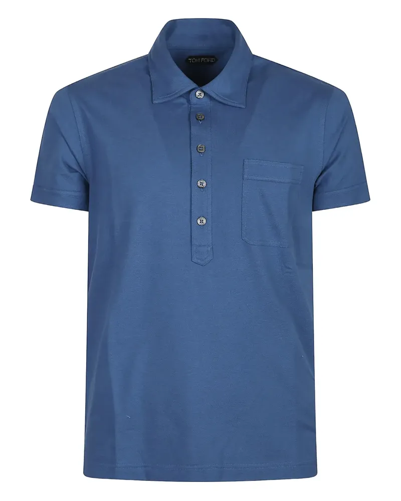 Tom Ford Poloshirt mit Brusttasche - Blau Blau