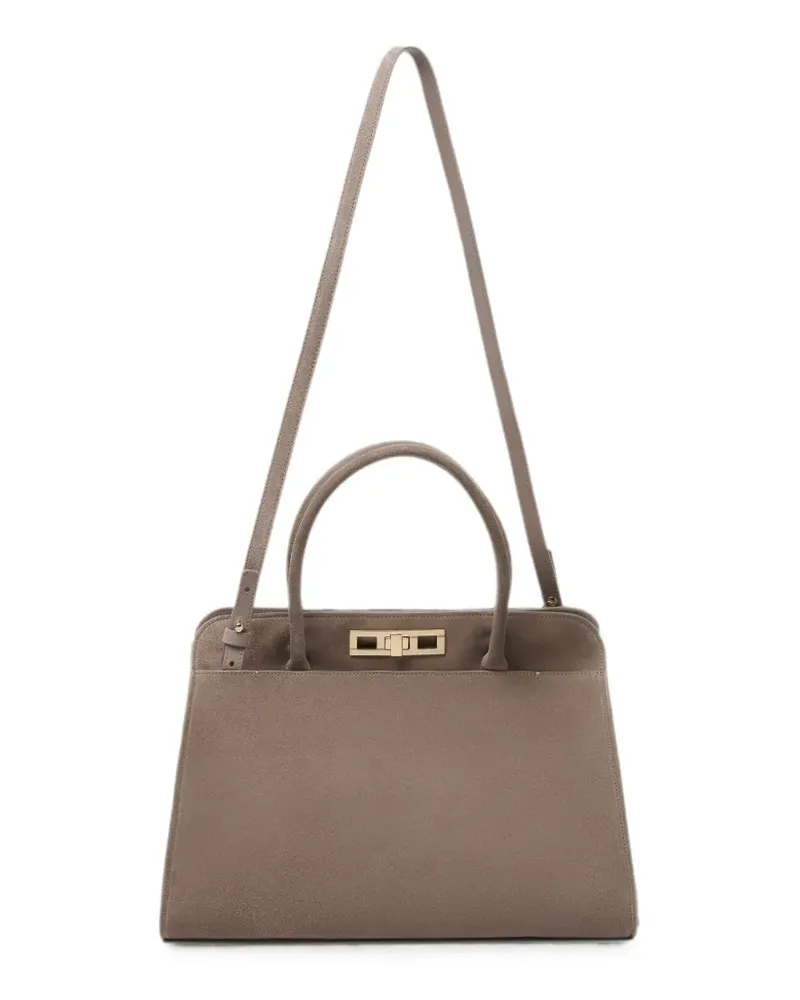 Fabiana Filippi large suede twist-lock tote bag - Nude Nude