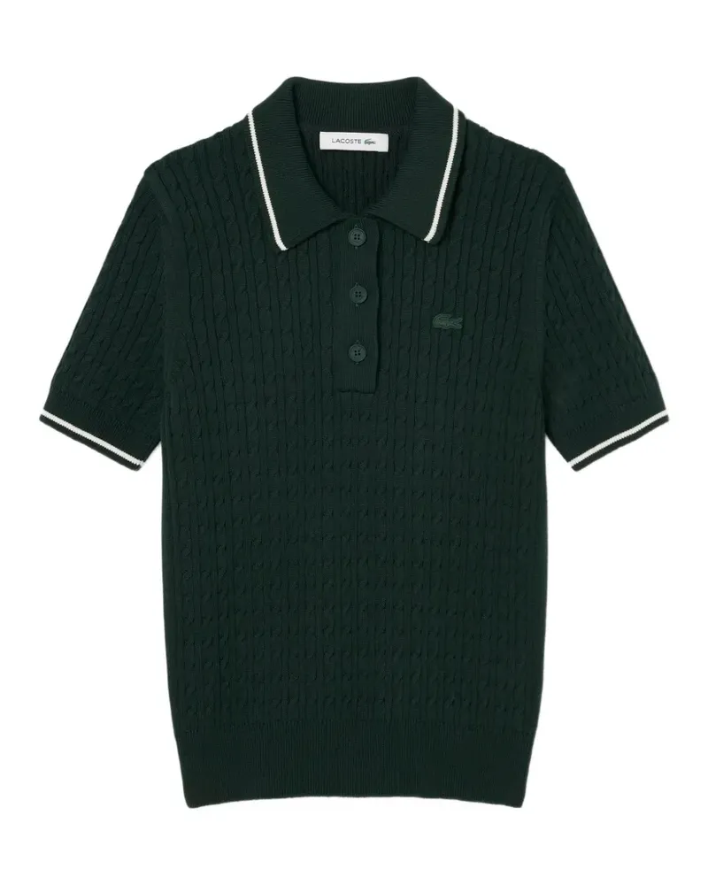 Lacoste Gestreifter Pullover mit Zopfmuster - Grün Grün