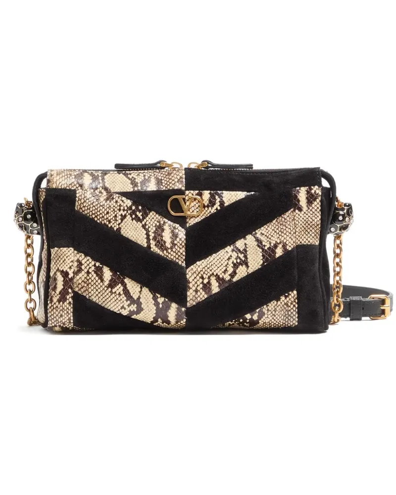 Valentino Garavani Kleine Panthea Umhängetasche mit Zickzackmuster - Schwarz Schwarz