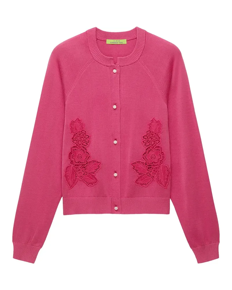 Shanghai Tang Cardigan mit Blumenstickerei - Rosa Rosa