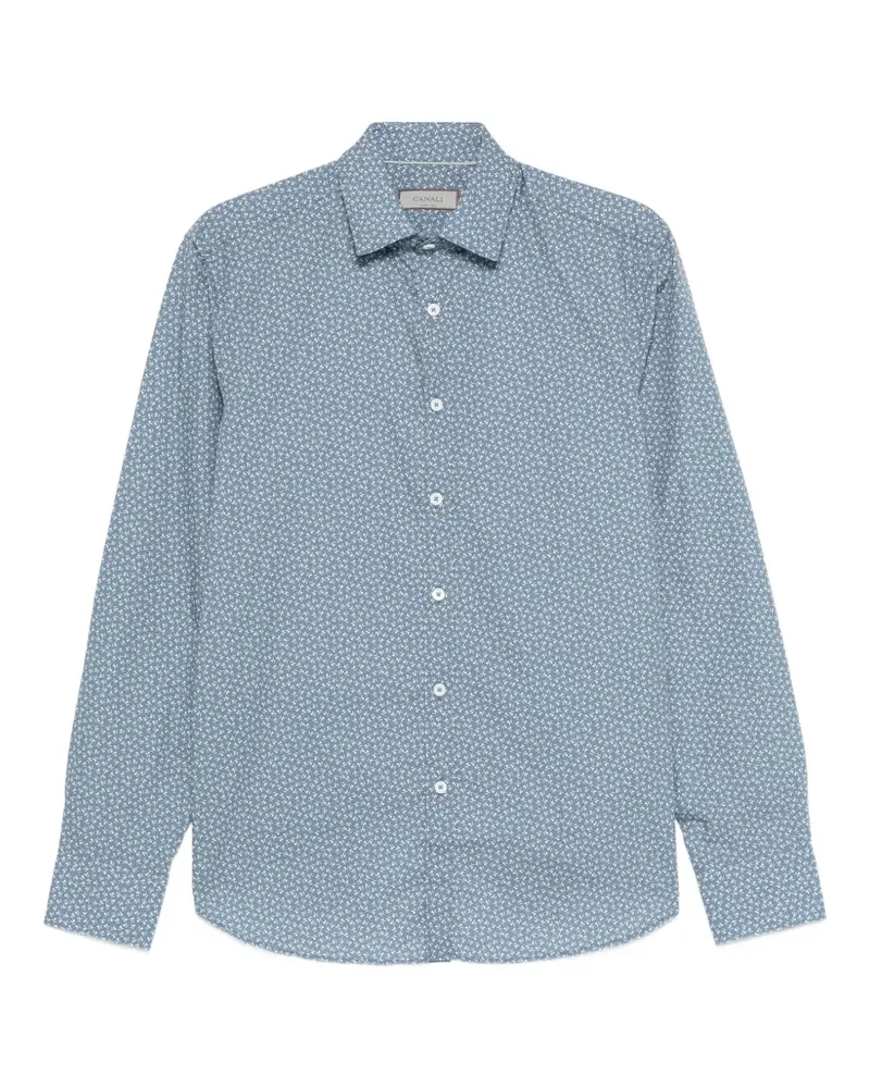 Canali floral cotton shirt - Blau Blau