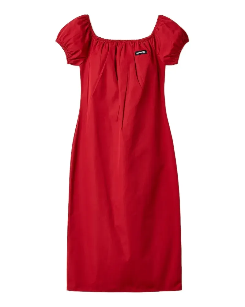 Miu Miu Schulterfreies Midikleid mit Etikett - Rot Rot