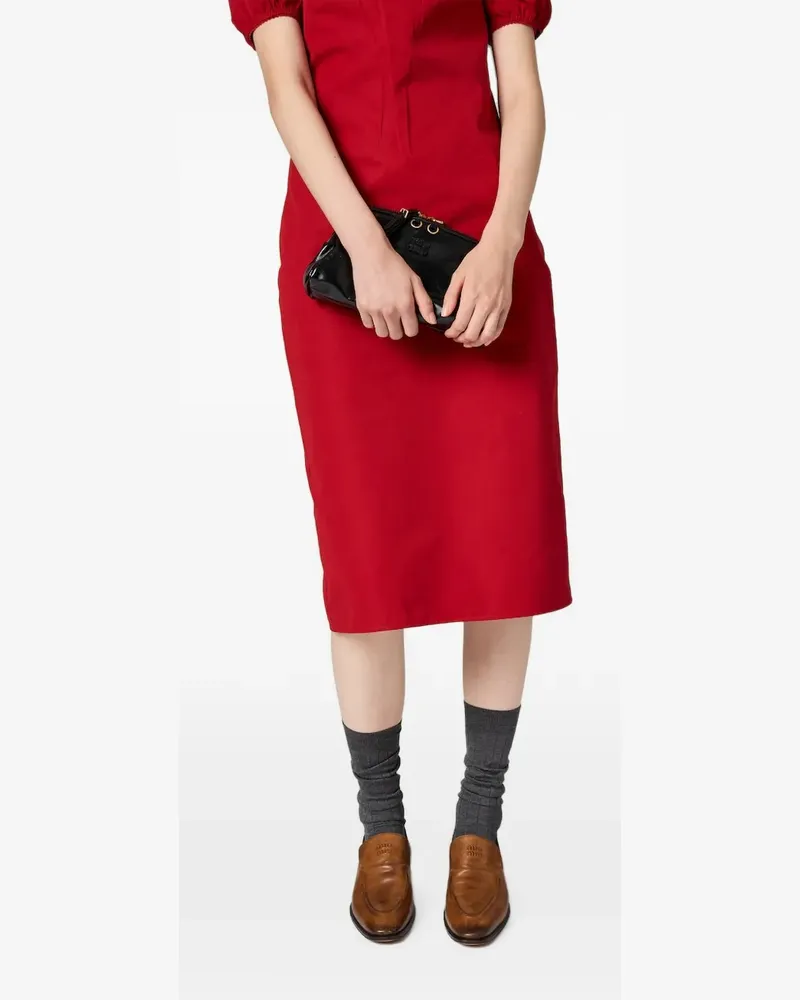 Miu Miu Schulterfreies Midikleid mit Etikett - Rot Rot