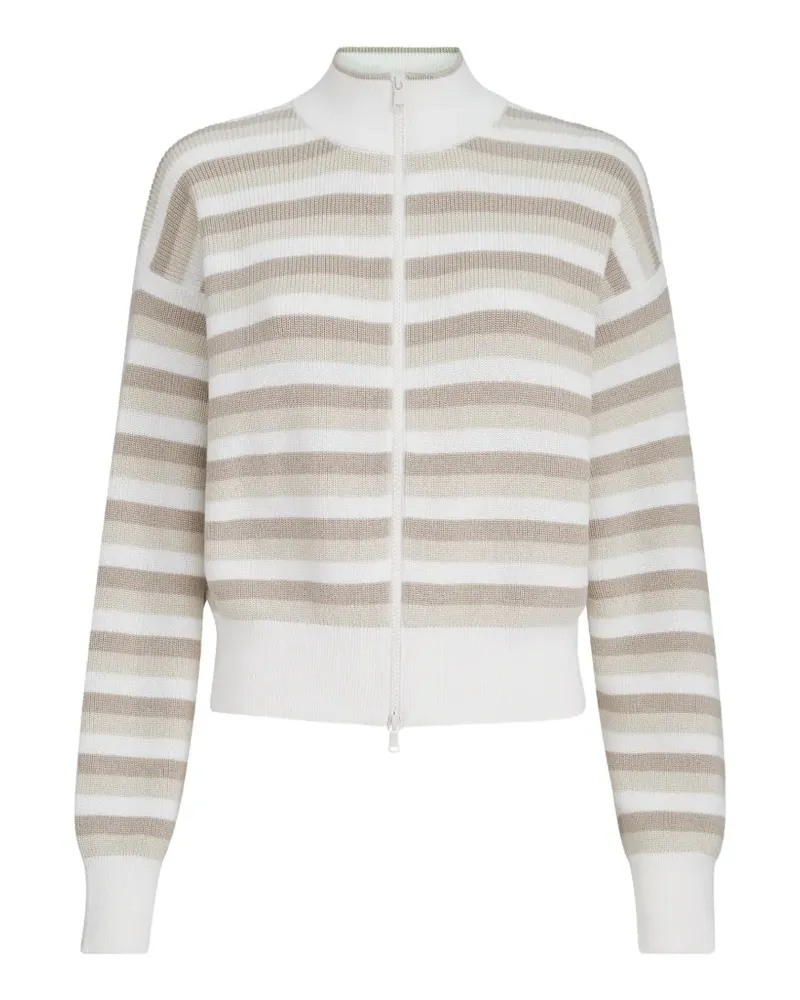 Brunello Cucinelli ribbed striped cardigan - Weiß Weiß