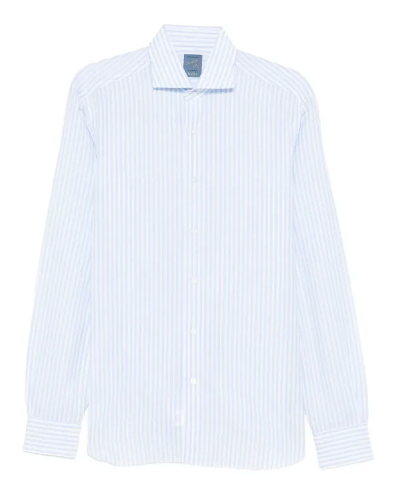 BARBA Gestreiftes Hemd mit Knöpfen - Blau Blau