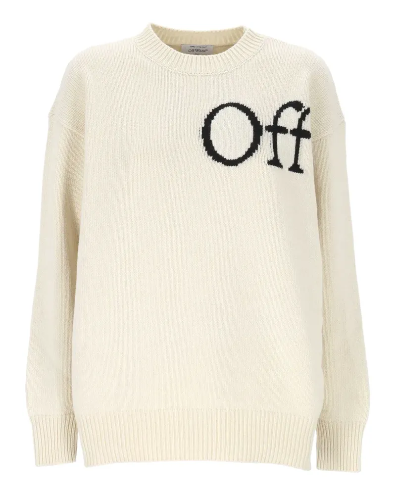 OFF-WHITE Pullover mit Logo-Intarsie - Weiß Weiß