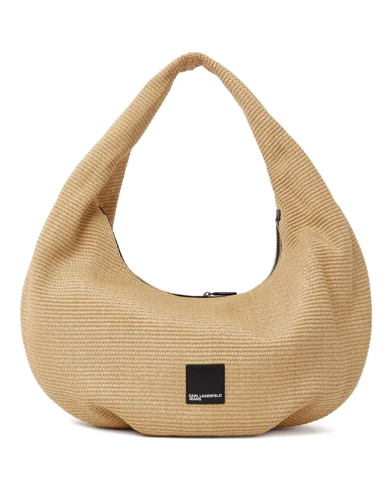 Karl Lagerfeld Große Schultertasche mit Logo-Patch - Nude Nude