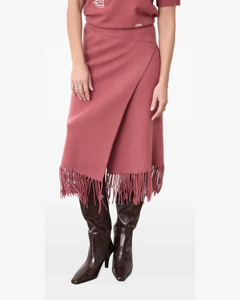 Not Shy Wickel-Midirock mit Fransenbesatz - Rosa Rosa