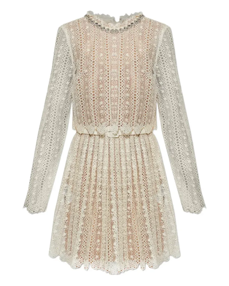 Self-Portrait lace embellished maxi dress - Nude Nude