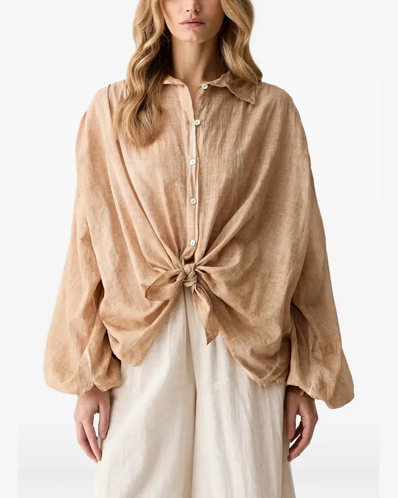 HAVEONE Bluse mit Ballonärmeln - Nude Nude