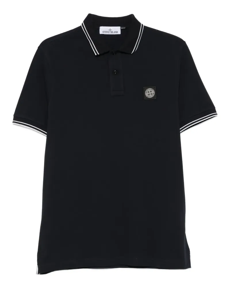 Stone Island Poloshirt mit geripptem Kragen - Blau Blau