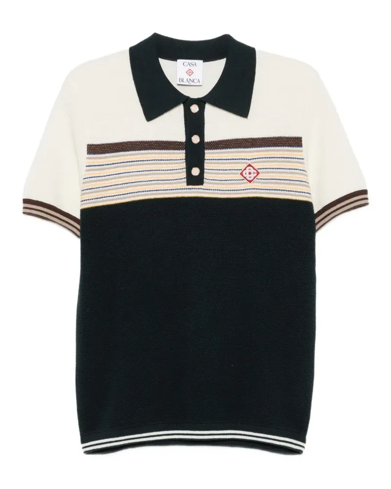Casablanca Paris striped logo-patch polo shirt - Blau Blau