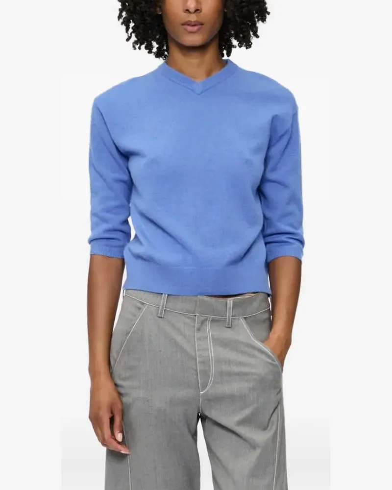 6397 Kaschmirpullover mit V-Ausschnitt - Blau Blau