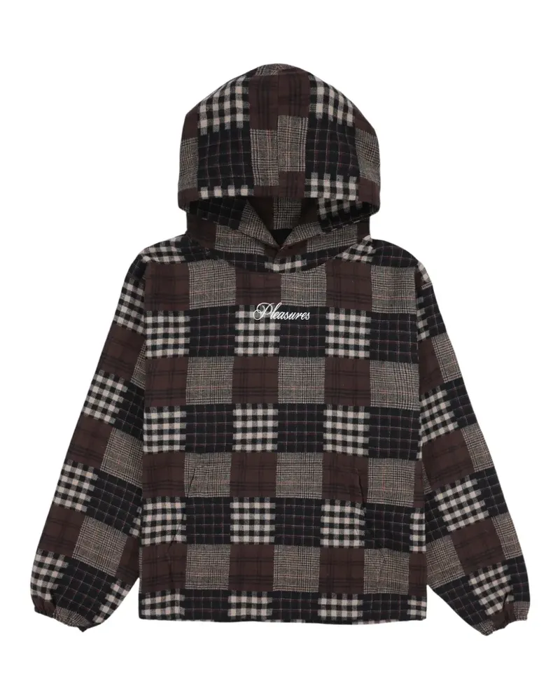 PLEASURES Madras patchwork check-print hoodie - Braun Braun