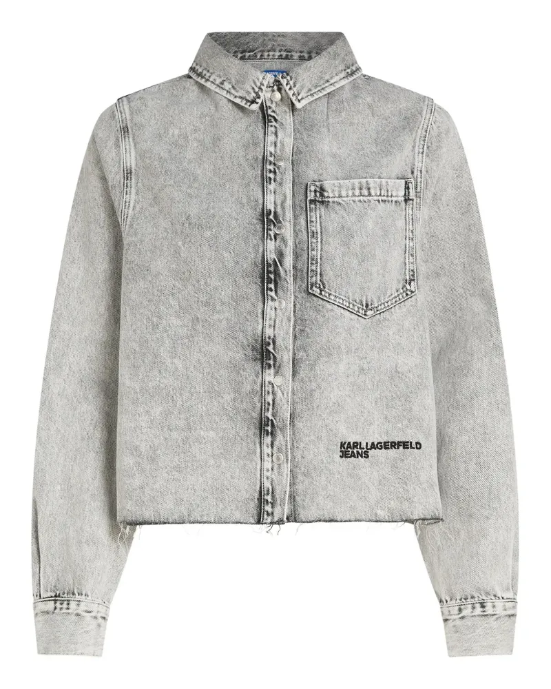 Karl Lagerfeld Jeanshemd mit Bleached-Effekt - Grau Grau