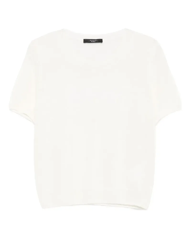 Max Mara Kurzärmeliger Pullover mit rundem Ausschnitt - Weiß Weiß