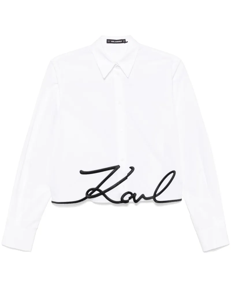 Karl Lagerfeld Cropped-Hemd mit Logo-Stickerei - Weiß Weiß