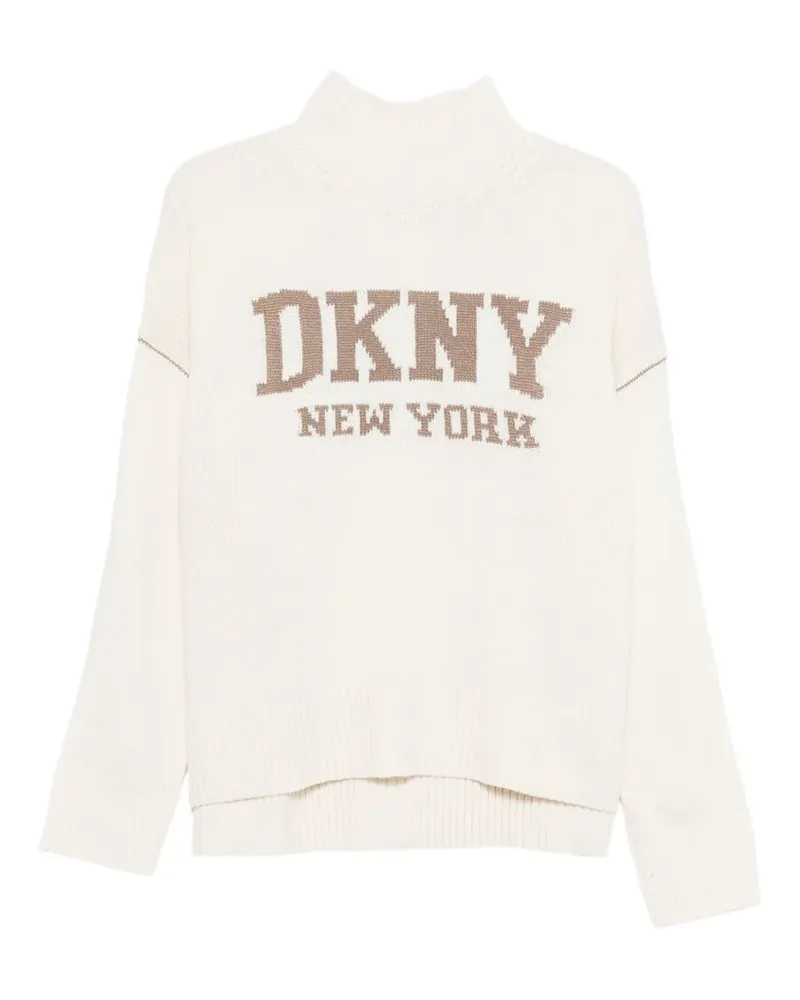 DKNY Pullover mit Intarsien-Logo - Nude Nude