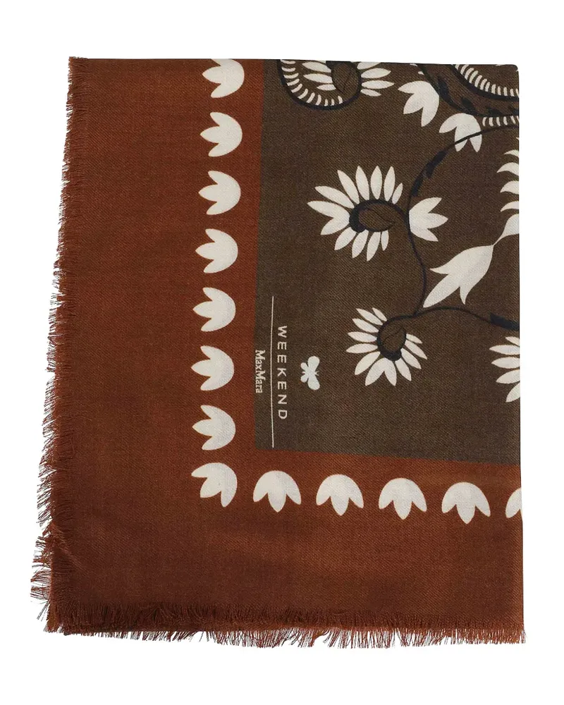 Max Mara Educata floral-print fringed scarf - Braun Braun